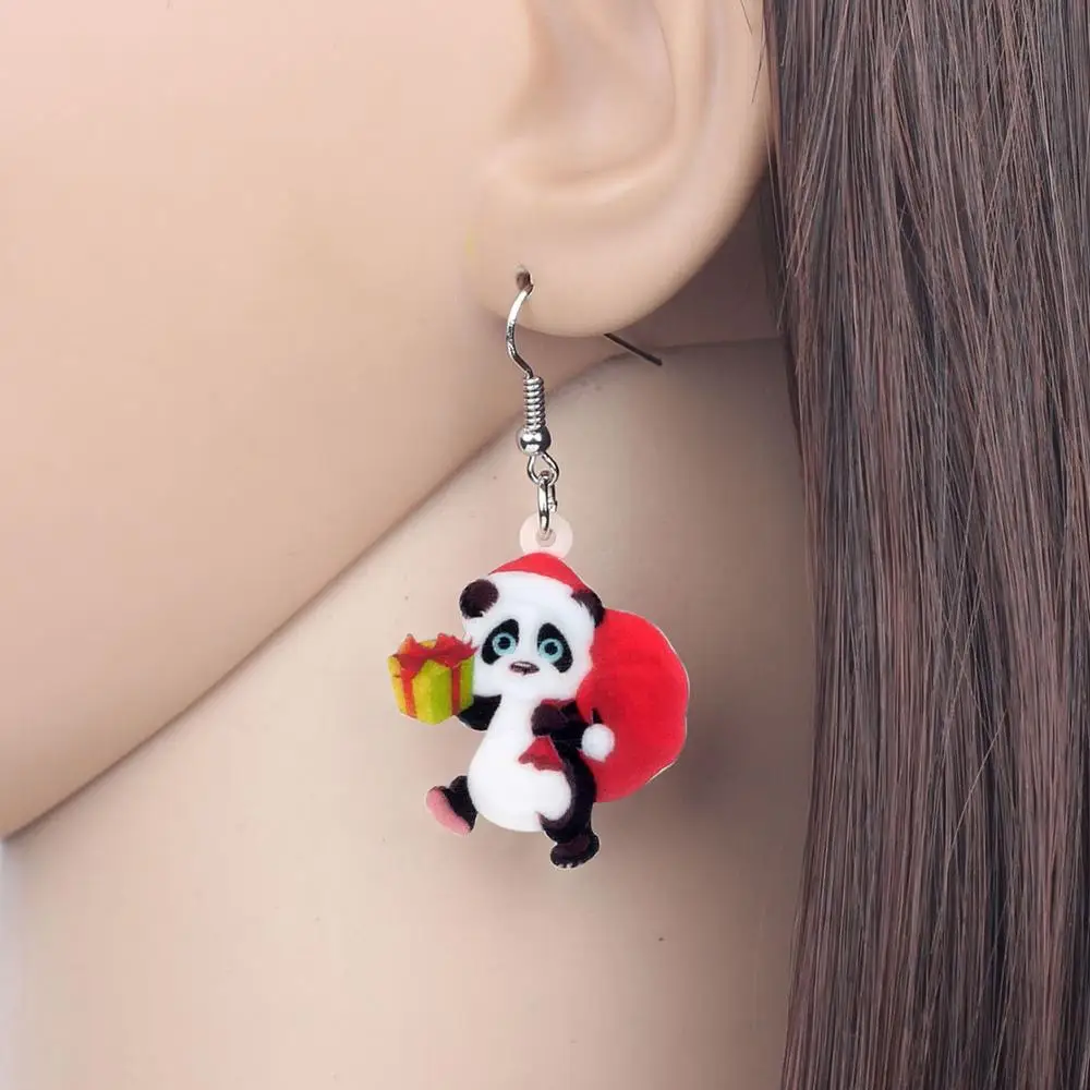 Bonsny акриловые рождественские милые панды Подарочная сумка серьга коробка