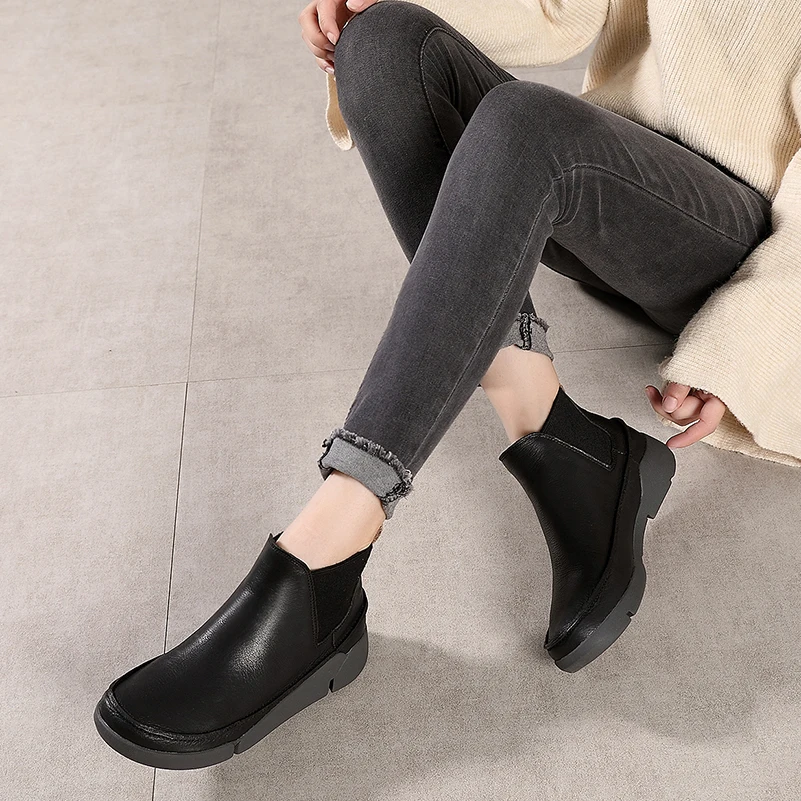 Женские ботильоны из натуральной кожи VALLU простые удобные повседневные ботинки