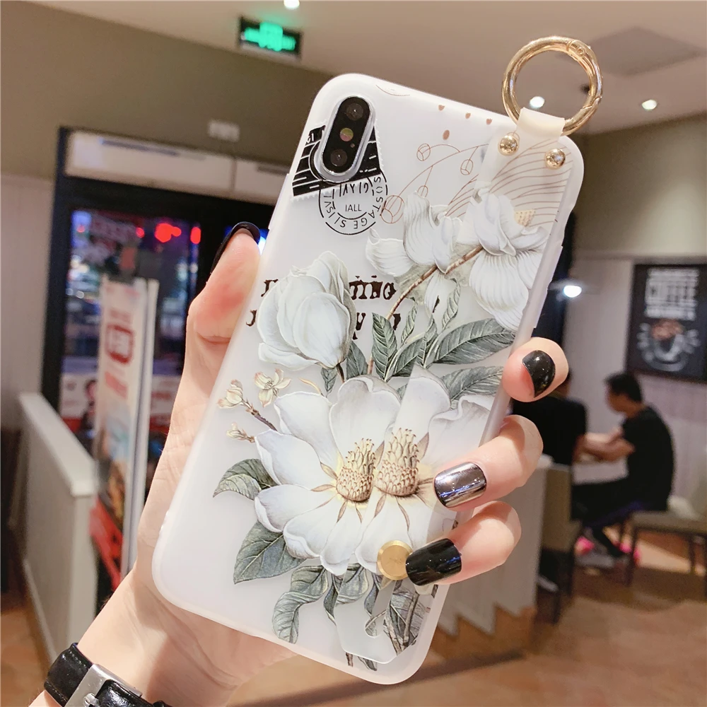 Для samsung A40 чехол ТПУ с цветочным узором ремешок чехол для телефона для samsung A10 A20 A30 A40S A50 A60 A80 A90 A70 M10 M20 M30 держатель крышки