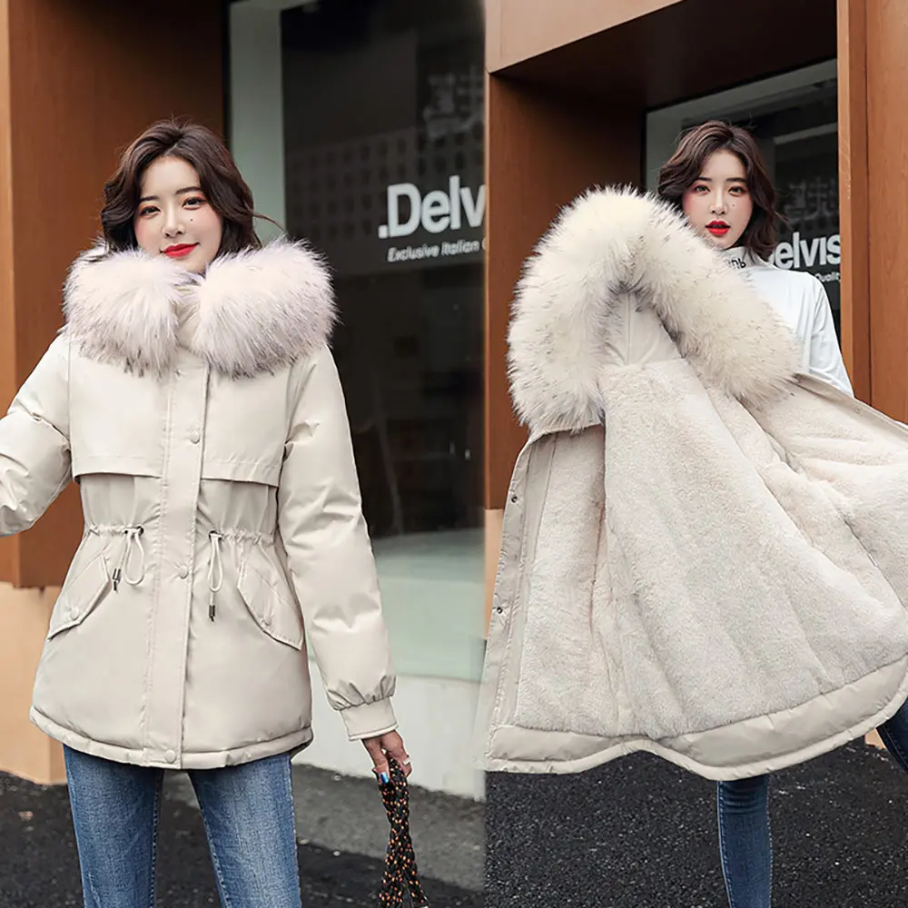 PinkyIsBlack New Cotton Thick Warm Winter Jacket Coat Women Casual Short Parkas Winter Clothes Fur Lining Hooded Parkas Coats