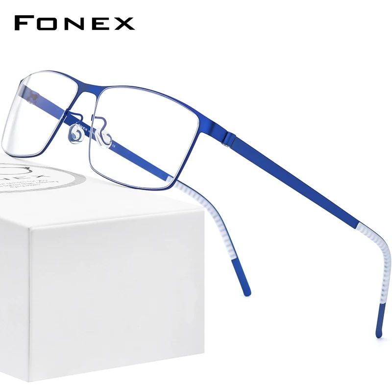 

FONEX Alloy Glasses Frame Men Square Myopia Optical Prescription Eyeglasses Frames 2020 New Male Korea Screwless Eyewear 997