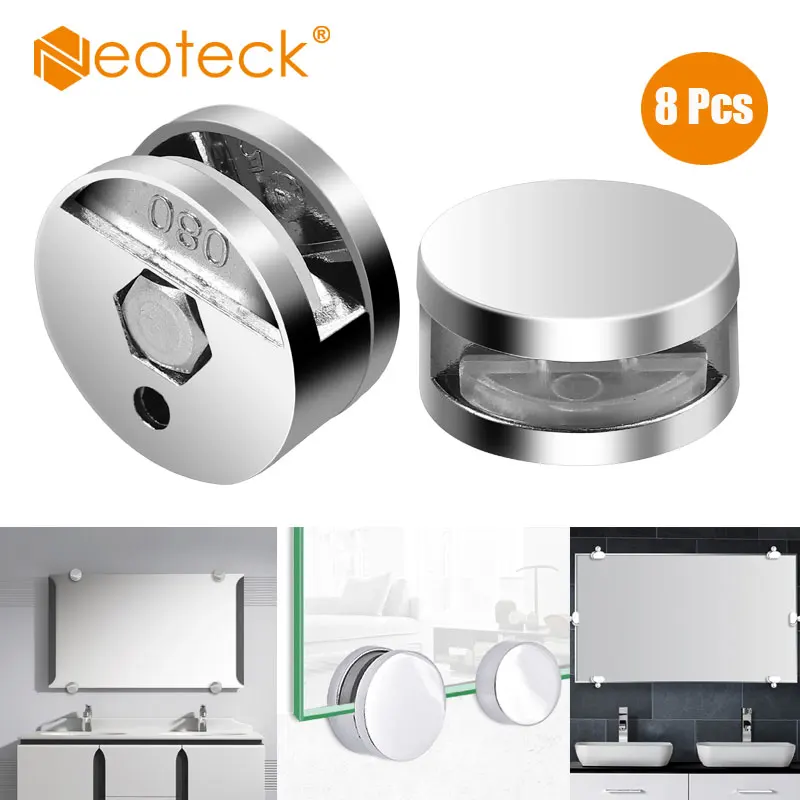 

Neoteck 8 шт. зеркало зажим из цинкового сплава, цинковый сплав Стекло зажим Ванная комната держателей автомобильных зеркал зеркало и Стекло висящим комплектом настенный кронштейн круглые скрепки комплект