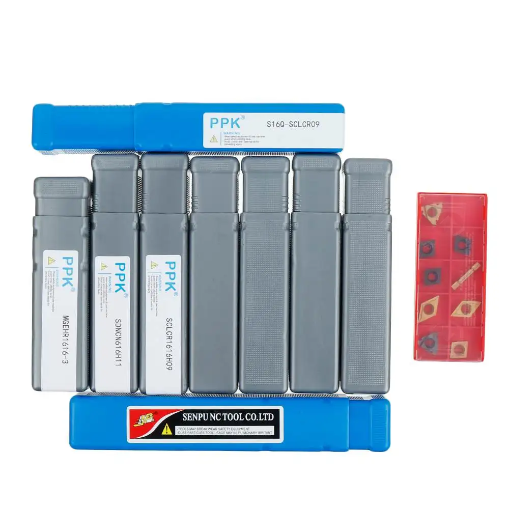 

Drillpro 9pcs set 16mm Shank Lathe Boring Bar Turning Tool Holder Set With Carbide Inserts