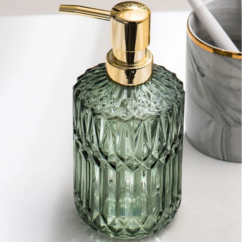 

400Ml Soap Dispenser Chic Glass Refill Empty Bottle Home Hotel Bathroom Conditioner Hand Soap Shampoo Bottle
