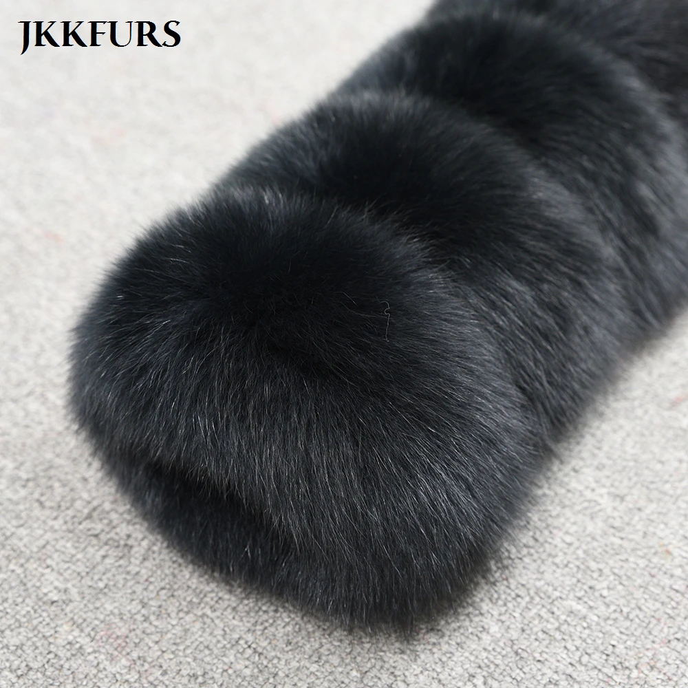 

Women's Winter Warm Fur Coat Fashion Hooded Real Fox Fur Jacket Thick Fur Outerwear Fluffy Fur Outerwear Genuine Leather S7894