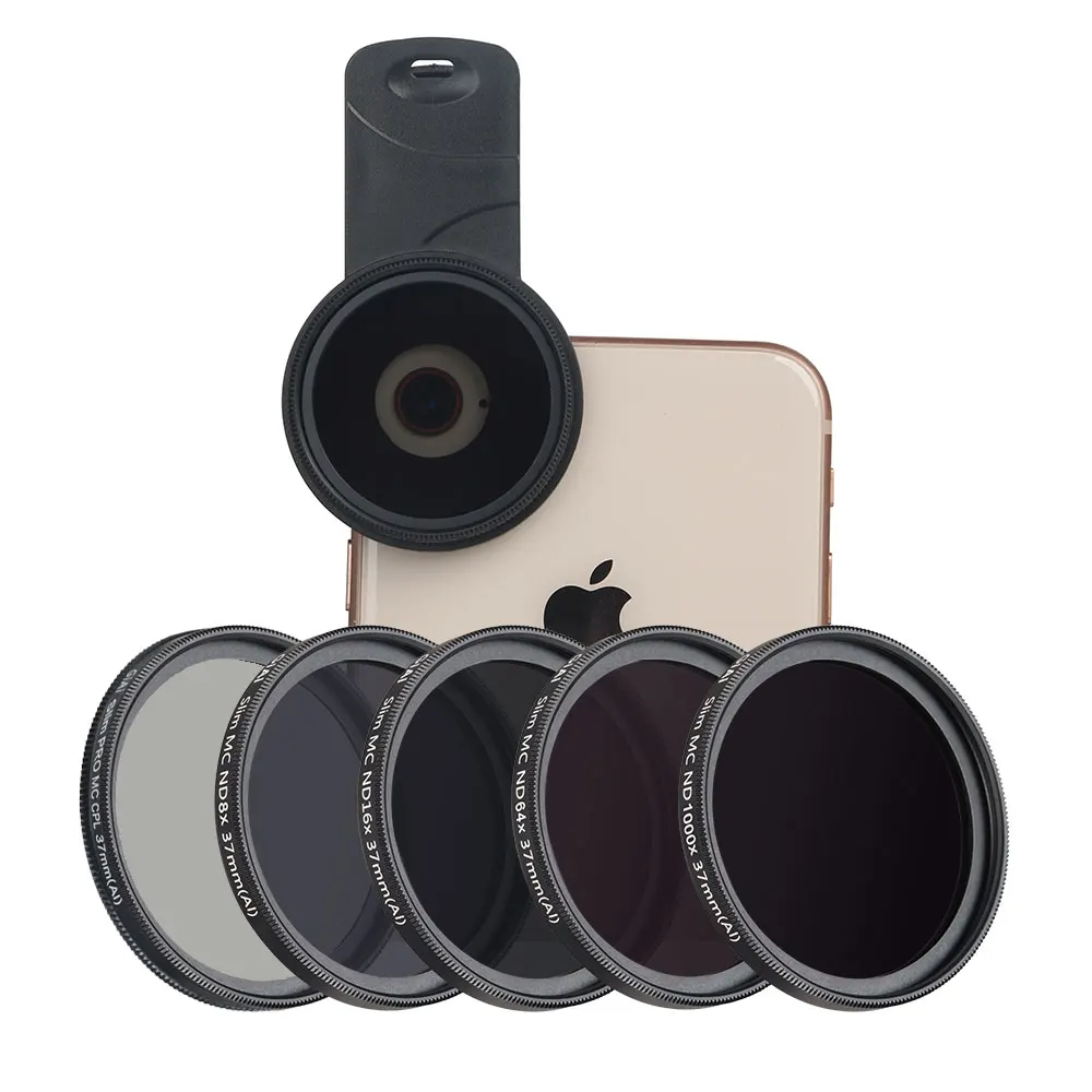 

5 In 1 Quality Universal Mobile Phone Camera Lens ND CPL Filters Set For Smartphone With ND8/ND16/ND64/ND1000 CPL And Clamp