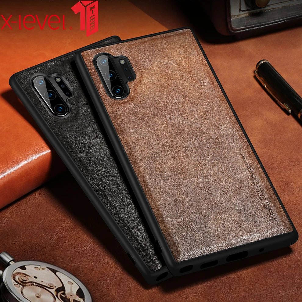 

X-Level PU Leather Case For Samsung Note 10 Plus Soft Silicone Edge Back Phone Cover For Samsung Galaxy Note 10 Case
