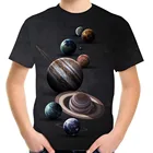 Детская футболка в стиле Харадзюку с принтом планеты, космоса, галактики, Луны, Повседневная футболка на день рождения для мальчиков и девочек, детская летняя крутая одежда