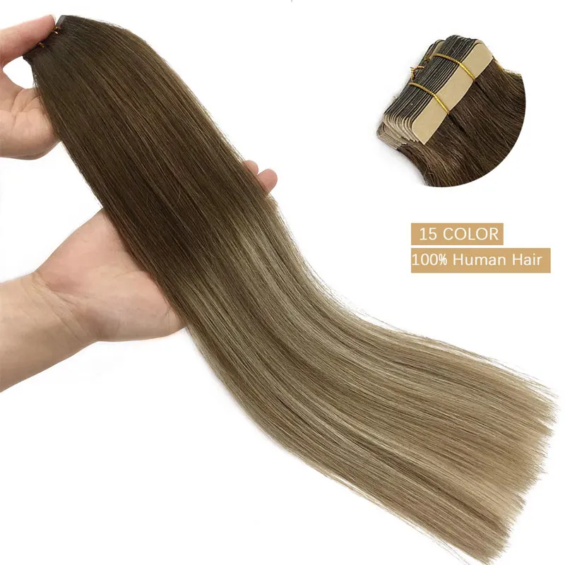 

Tape in Extensions Skin Weft Adhesive Seamless Tape in Human Hair Extensions Invisible remy Straight Blonde Brown Black 20pc