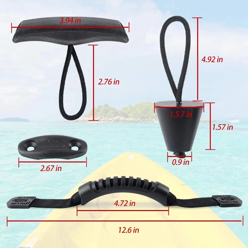 

Kayak Handles Boat Side Mount Replacement Handles,Kayak T-Handle Universal Scupper Plug Kit Canoe Drain Holes Stopper