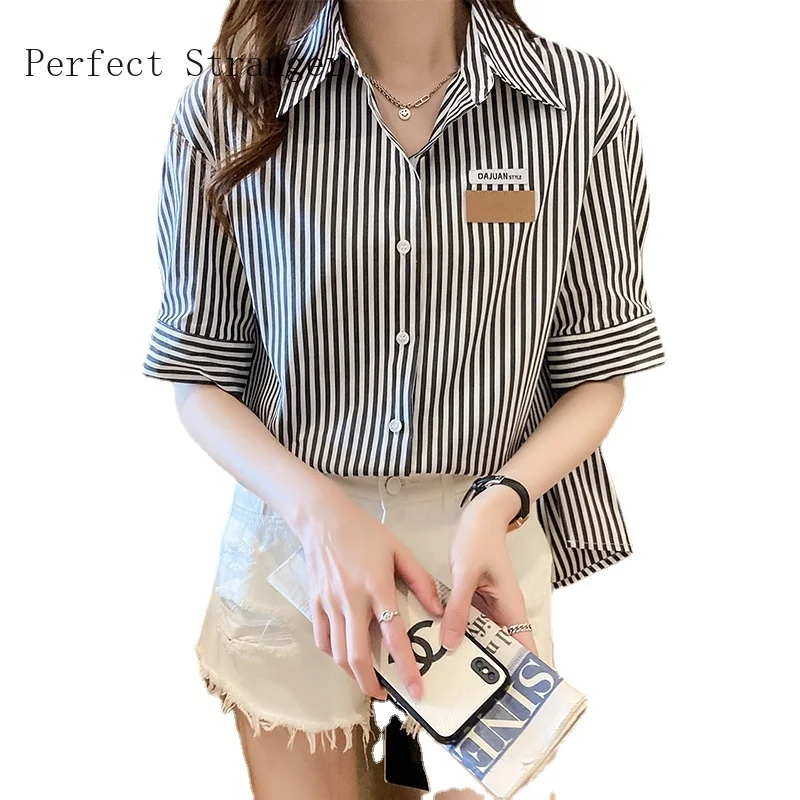 

2021 LeisureWomens Tops and Blouses Short Sleeve Shirts Women Polo Collar Chiffon Women's Blouse Vintage Top Female