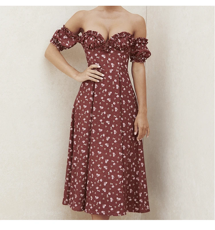 

Vintage Solid Button Midi Dress Sexy Party Club Bodycon Strapless High Split Dresses Women Spring Autumn Casual Vestidos