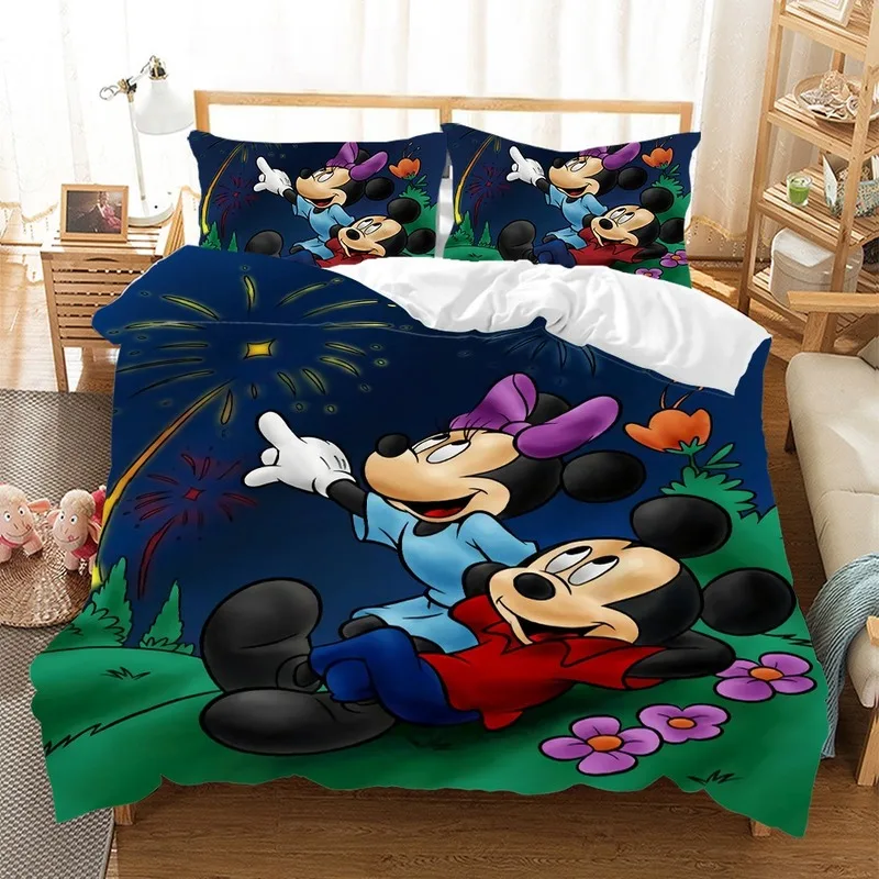 

Disney Mickey Minnie mouse Cartoon Bedding Set Lovely Couple single Twin Full King Duvet Cover PillowCase gift for children