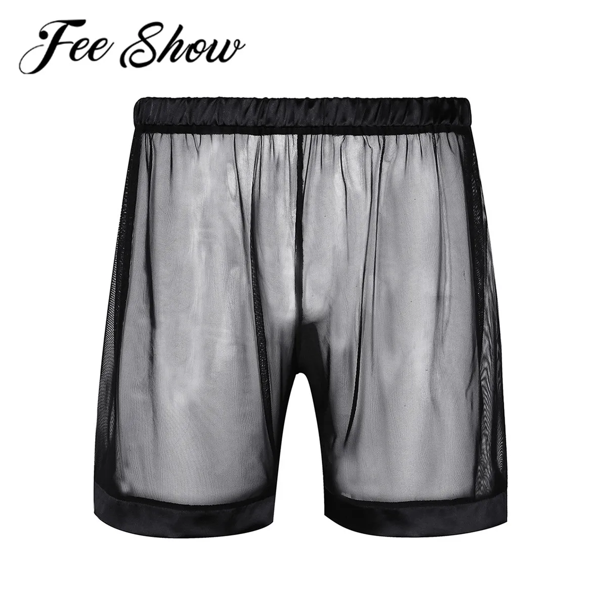 Мужские свободные шорты-боксеры для отдыха мужское нижнее белье прозрачное