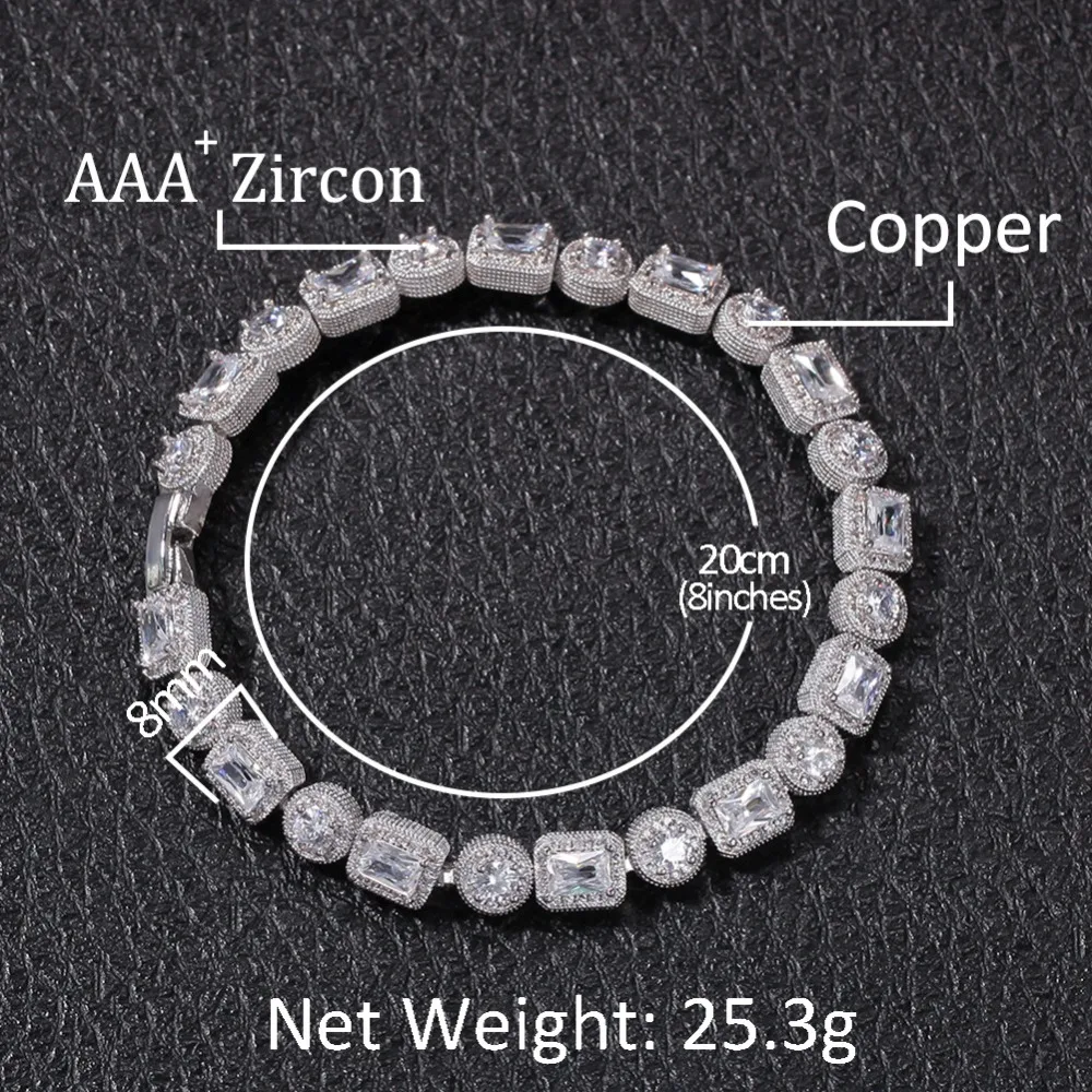 

1 New Fashion Charm Hip Hop Iced Out Bling CZ Bracelet Pave Setting Cubic Zirconia Charm Bracelets Jewelry Gifts for Woman Man