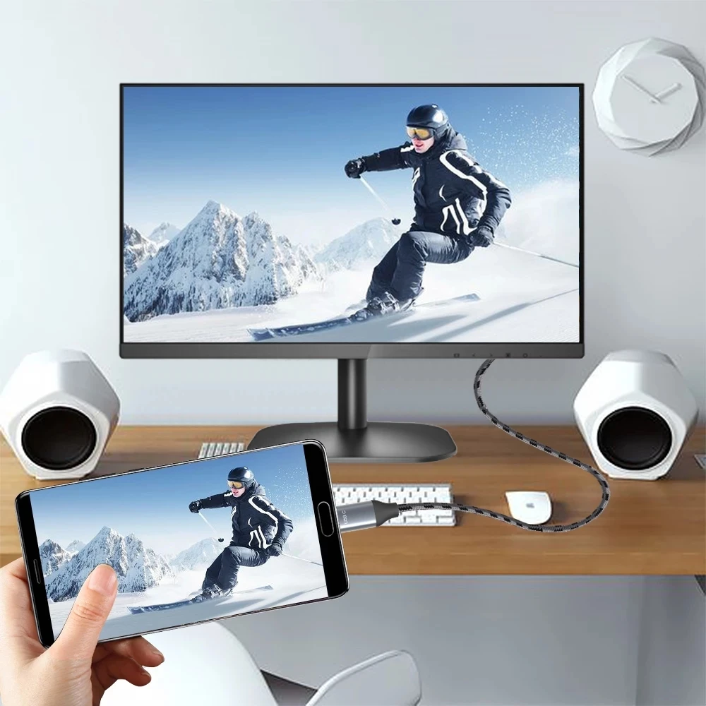Прочный конвертер Thunderbolt 3 с USB C на DisplayPort 8K UHD DP1.4 кабель в полоску 1 м 2 поддержка