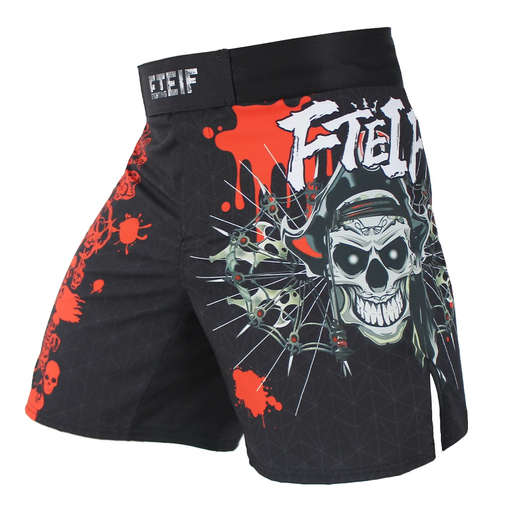 Фото Боксерские Шорты FTEIF, дышащие камуфляжные шорты для MMA с тигром, таймером, кикбоксингом, шорты для тайского бокса, муай тай №2