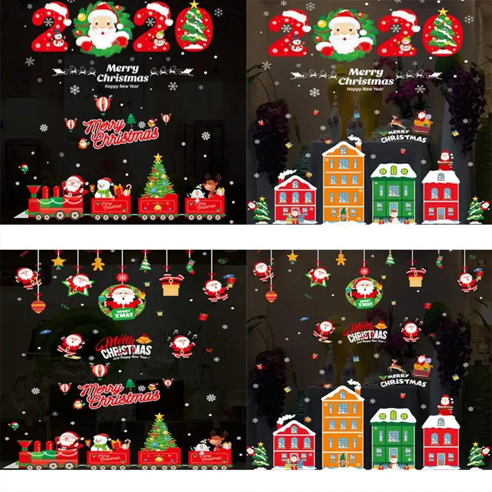 Рождественские украшения окна стеклянные Праздничные наклейки двухсторонняя