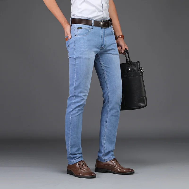

Men's business jeans, light jeans, fashion, leisure, wholesale, 2019