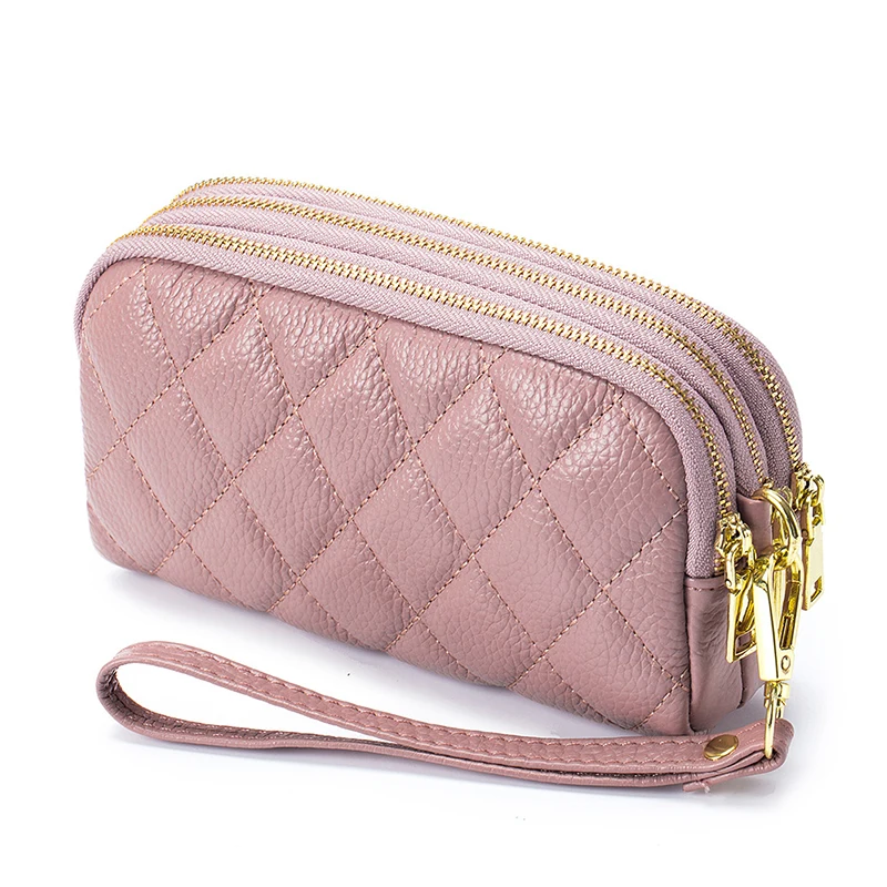 2022 Fashion Women Clutch Bag Soft Leather Long Wallet Phone Money Purse Large Capacity 3 Zippers Designer Wallet Luxury Handbag