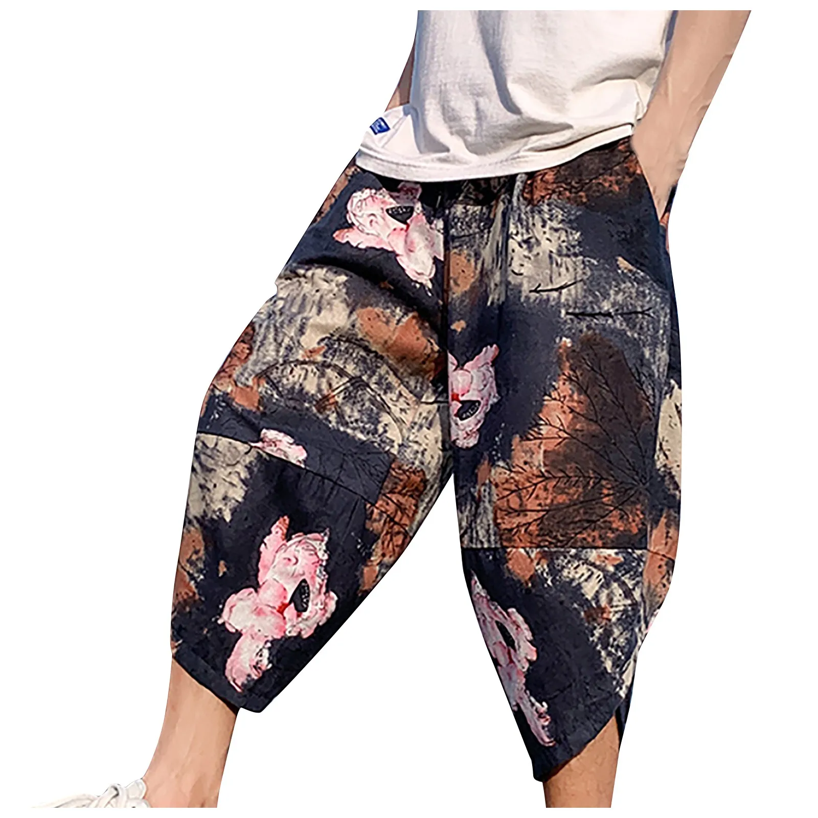 

Men's Cotton-Linen Loose Casual Lightweight Elastic Waist Pants Home Pants Oversize Linens Streetwear 2021 Male Spring Summer