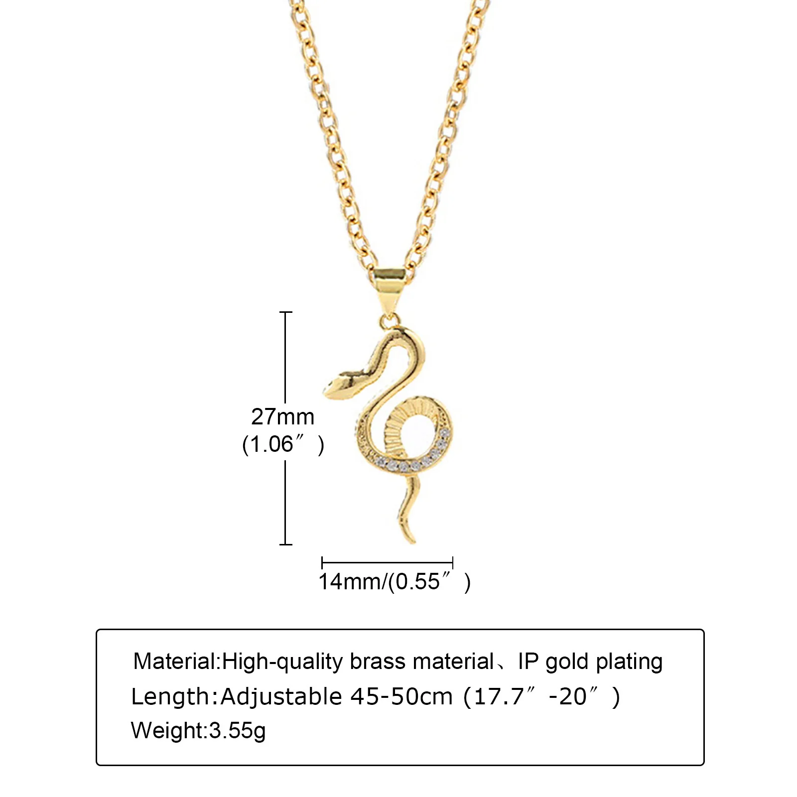 

Vnox Snake Necklace for Women, Gold Color Metal Animal Pendant with AAA CZ Stones, Adjustable Chain Chic Punk Elegant Collar
