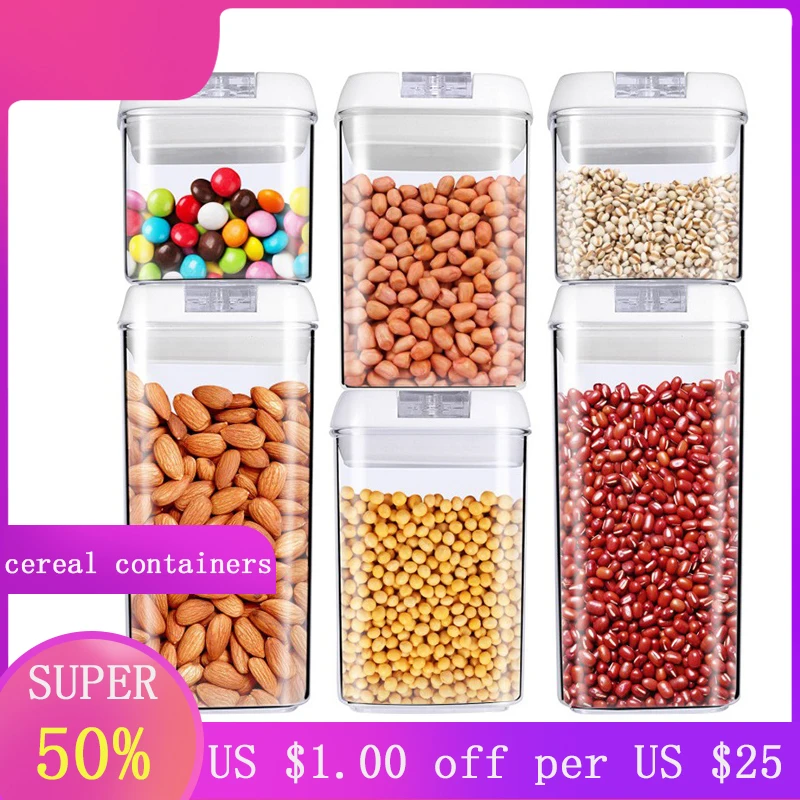 

Пластиковые хлопья контейнеры для хранения продуктов питания кладовая Герметичные банки кухонный Органайзер хранилище контейнер аксессу...