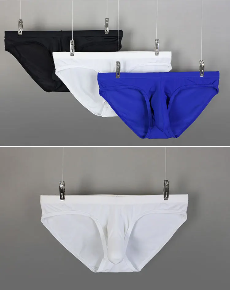 

Best Selling Men's Bullets Separated Sexy Ice Silk Briefs Men Underwear Gay Briefs The Elephant Nose Briefs
