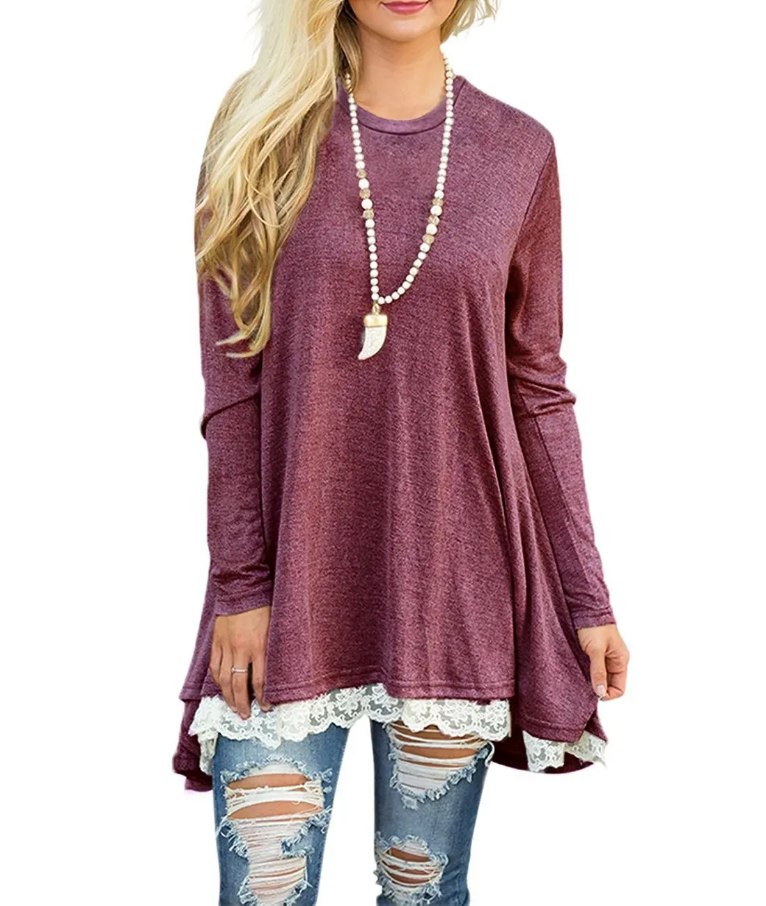 

Large women's top splicing summer new lace long sleeve fat mm casual dress