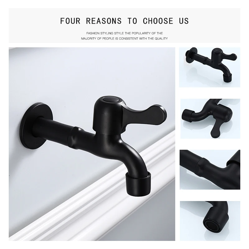 Старинный Черный кран для стиральной машины бассейна настенный из нержавеющей