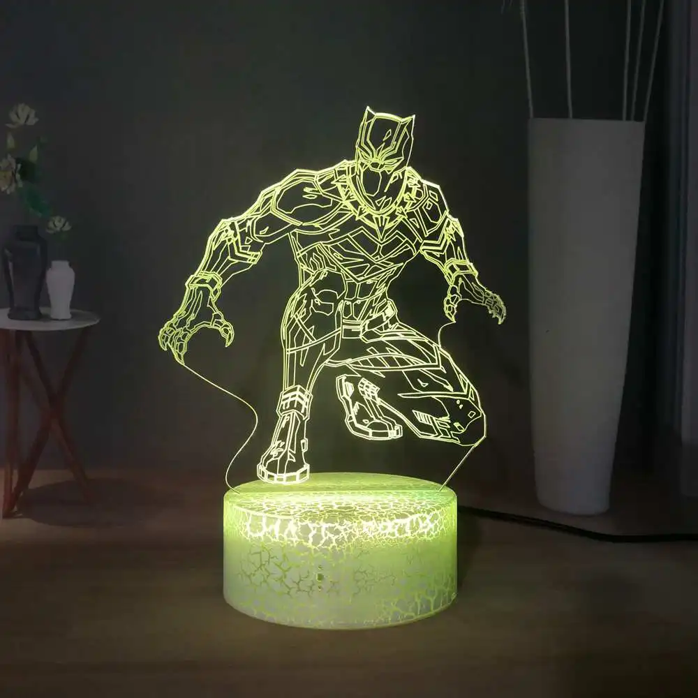 Marvel Comic 3D визуальная настольная лампа Черная пантера светодиодный ночник