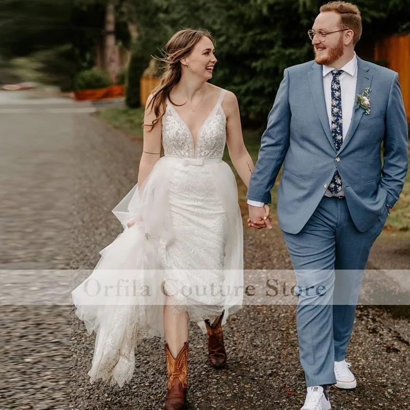 

Spaghetti Straps A Line Wedding Dresses 2021 Applique Removable Train Bridal Gowns Wedding Gowns