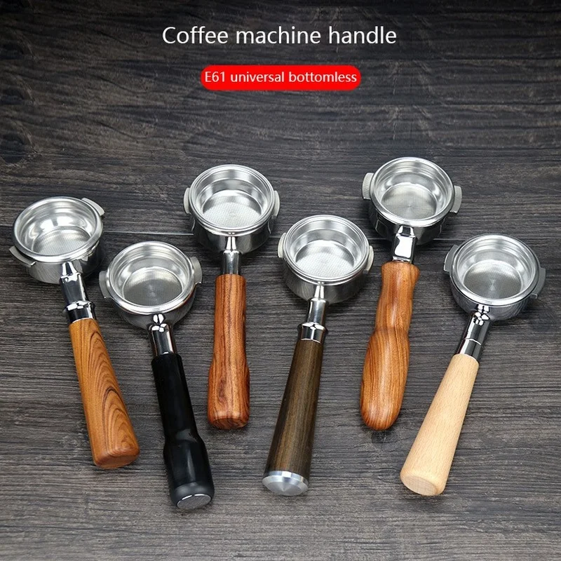 EXPOBAR-cafetera port&aacute;til E61, m&aacute;quina de caf&eacute; de madera maciza con mango sin fondo, de 58MM, de caoba, con cabezal de grupo de aplicaci&oacute;n universal-3