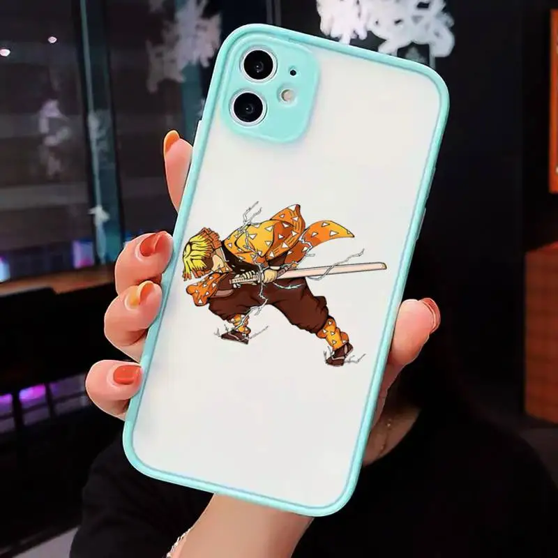 

Anime Kurama Demon Slayer Phone Case Matte transparent For blue iPhone 12 Mini 11 Pro XR XS Max 7 8 Plus X Back Cover