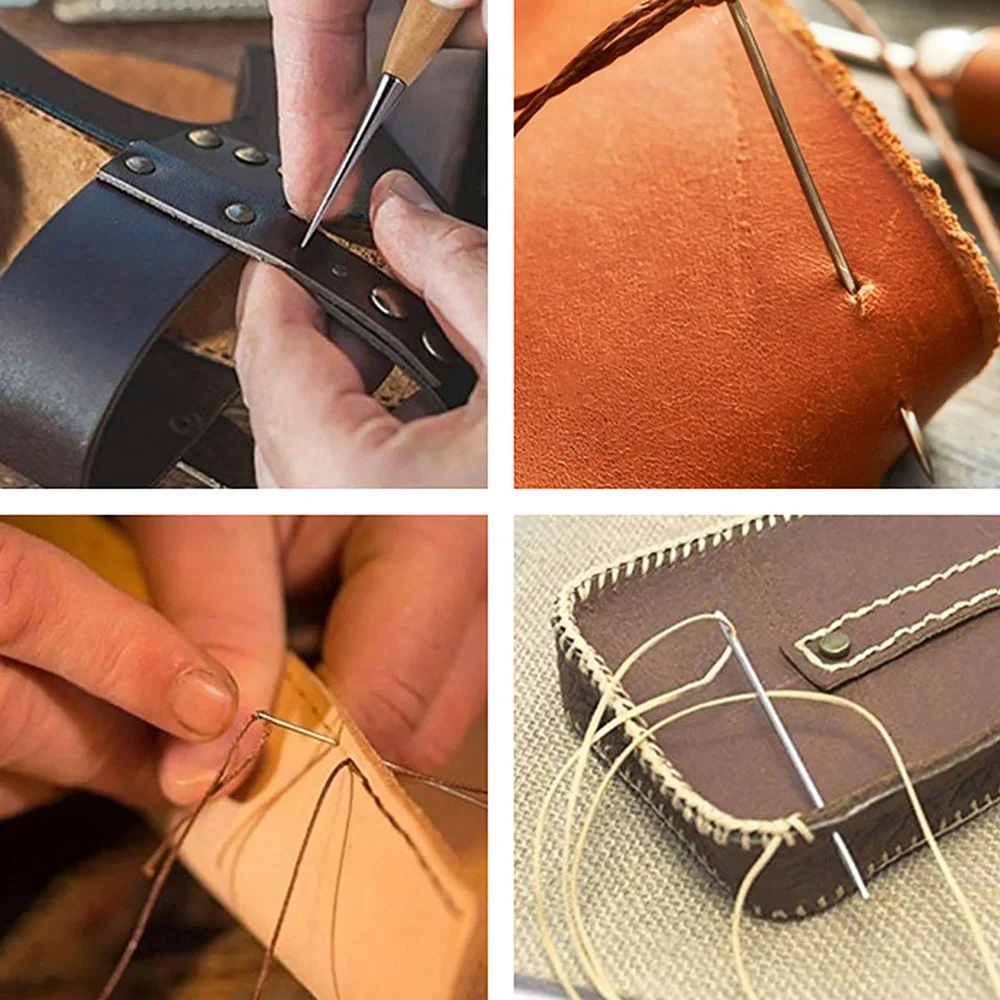 

24Pc Professional Vintage Leather Craft Kit Stitching Sewing Beveler Punch Working Portable DIY Hand Tools