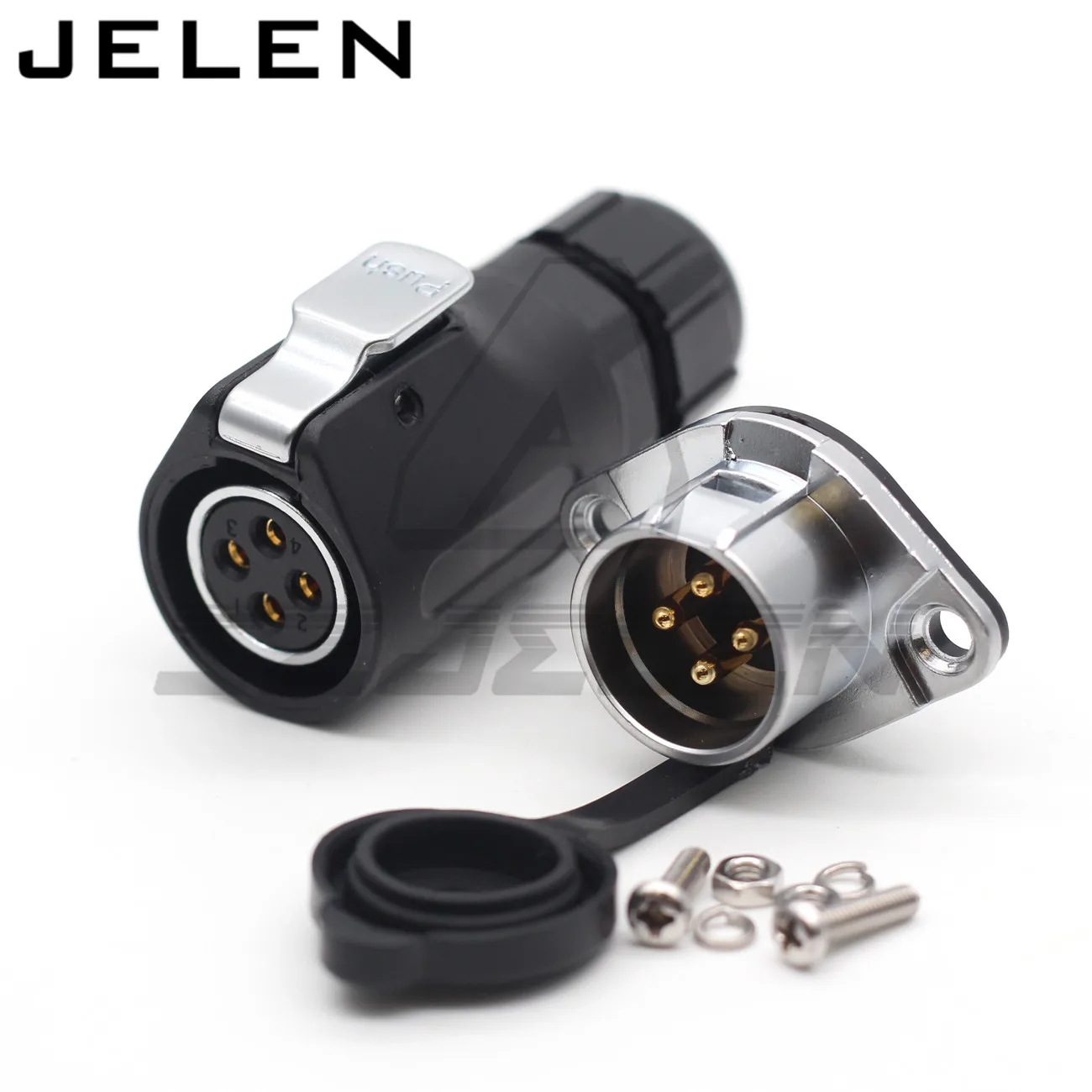 XHE20, IP67 4-контактный водонепроницаемый разъем, Панельное крепление питания 4-контактный кабельный разъем штекер (гнездо) и гнездо (штекер)