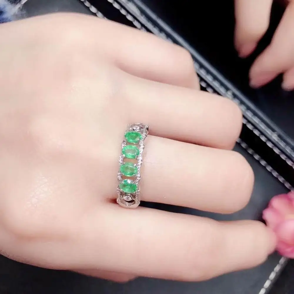 100% стихийных бедствий и реальные Изумрудное кольцо предложение 925 пробы