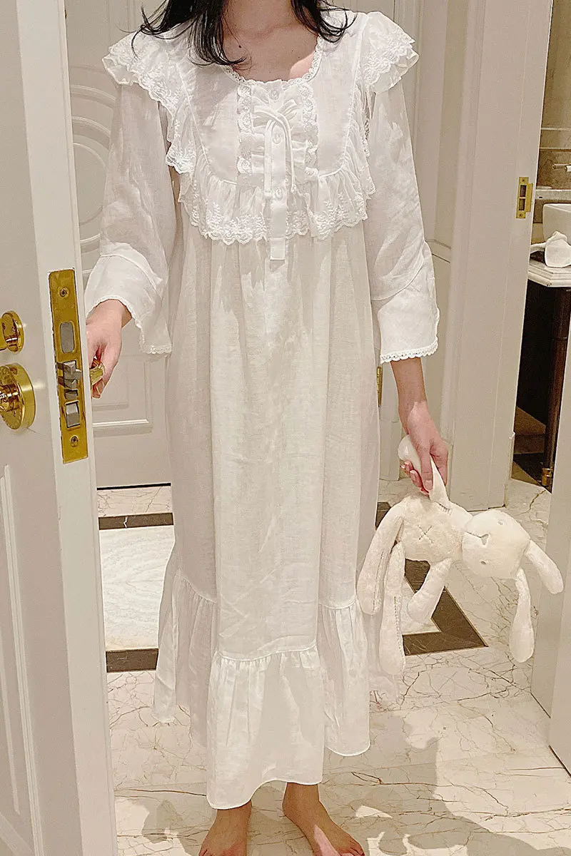 

Night Dress Nightgown Women Girl Cotton Women White Sleepwear Summer Dress