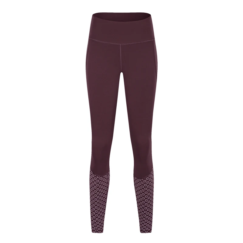 Dark Purple Naked Feeling женские леггинсы для занятий в тренажерном зале, с принтом до середины голени, с высокой талией, штаны для йоги с карманами - Цвет: Dark Purple