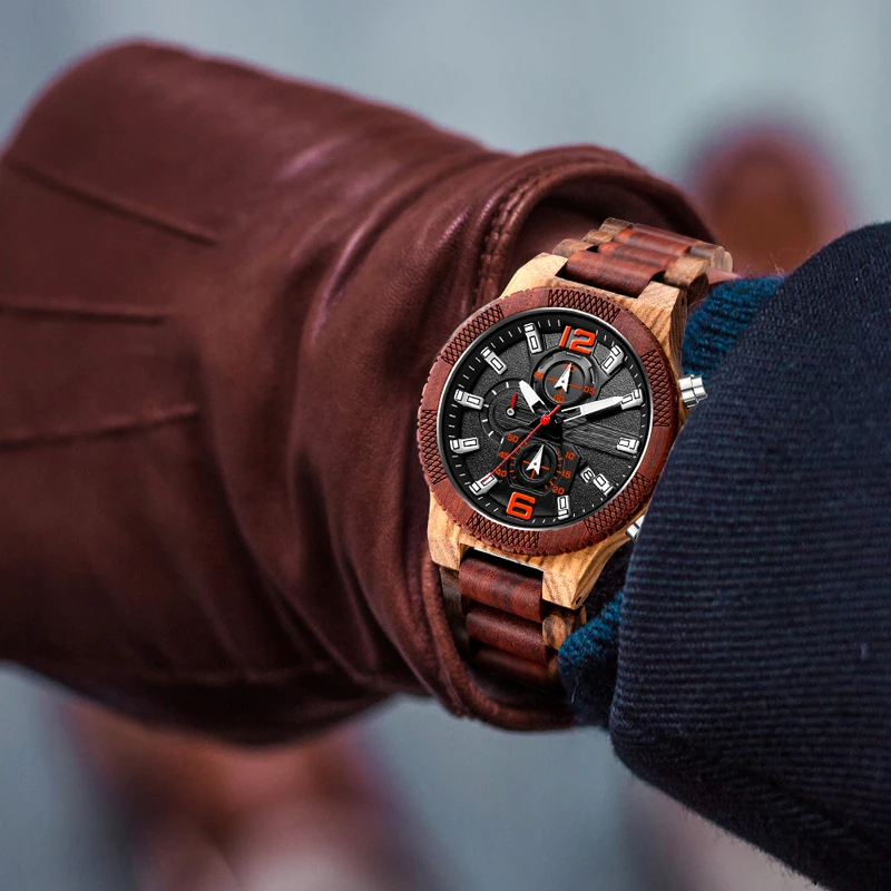 Нефирменный ремешок Зебра дерево с черным дерева наручные часы для мужчин