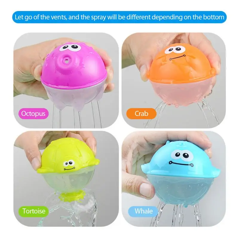 

Cartoon Bathroom Shooting Toy Marine Animal Octopus Tortoise Ball With Fishing Net Baby Bath Toy Kid's Water Spraying Toy Gift