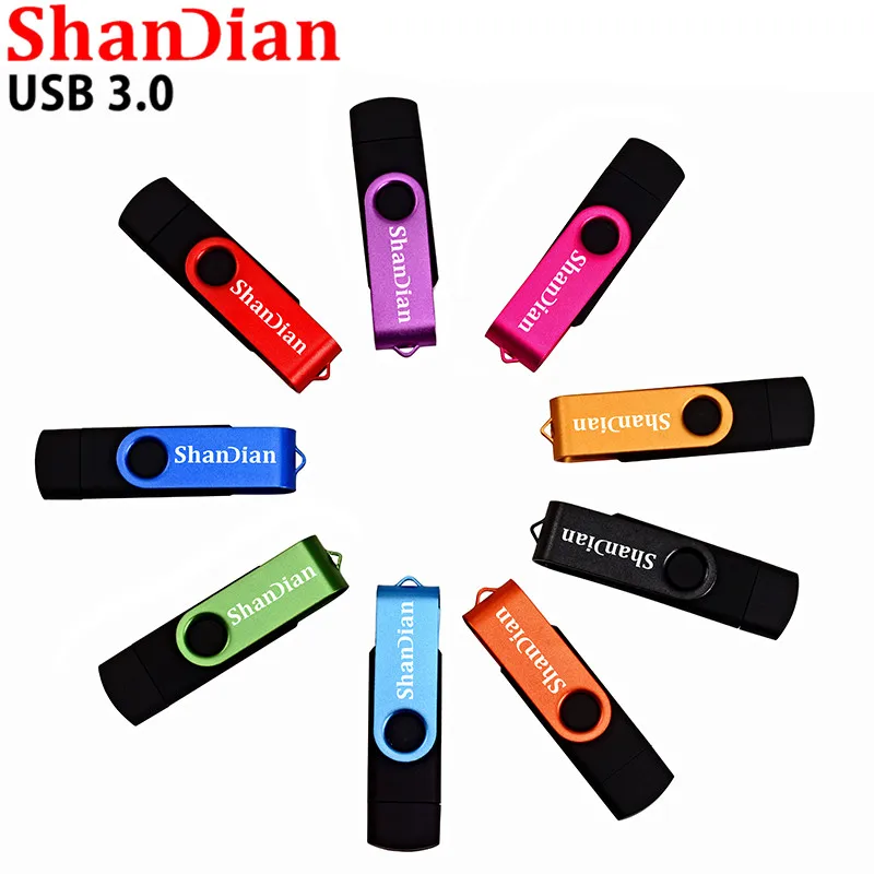 SHANDIAN высокоскоростной USB3.0 флеш накопитель OTG 128 Гб 64 Usb Флешка 32 флэш диск для Android