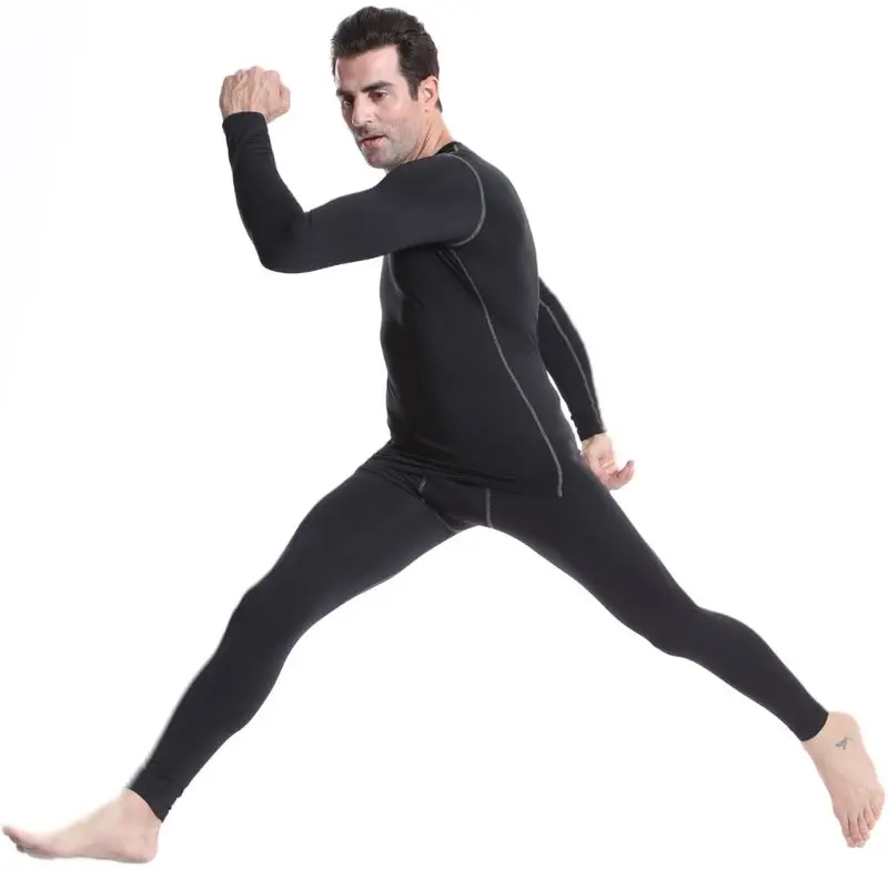 

Men Winter Thermal Fleece Underwear Sports Cycling Base Layers Fitness Gym Jogging Riding Winter Warm Long Sleeve Top