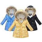 Осенне-зимняя куртка для девочек, однотонная Рождественская теплая верхняя одежда принцессы с меховым воротником, пальто, детская одежда