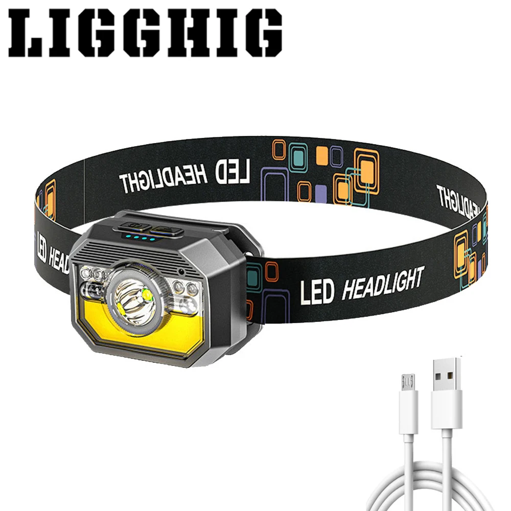 

Portable Sensor Headlamp XP-G Headlight Lamp Waterproof Led Built-in Battery Usb Rechargeable Running Light For Fishing Hunting