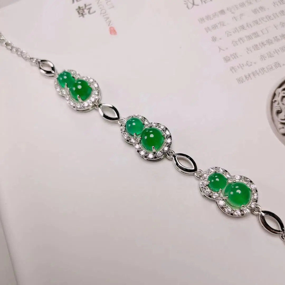 

Natural ice king green chalcedony inlaid bracelet