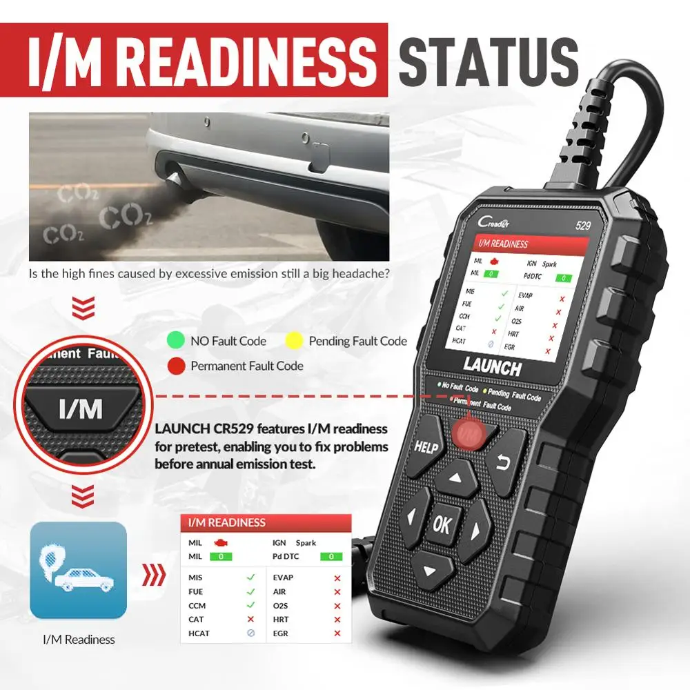 Launch CR529 OBD OBD2 OBDII EOBD сканер диагностический инструмент автомобильный полный