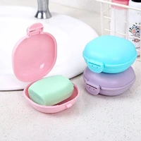1pc bathroom soap case dish plate case with lid home shower travel hiking holder container portable soap box dispenser soap rack
