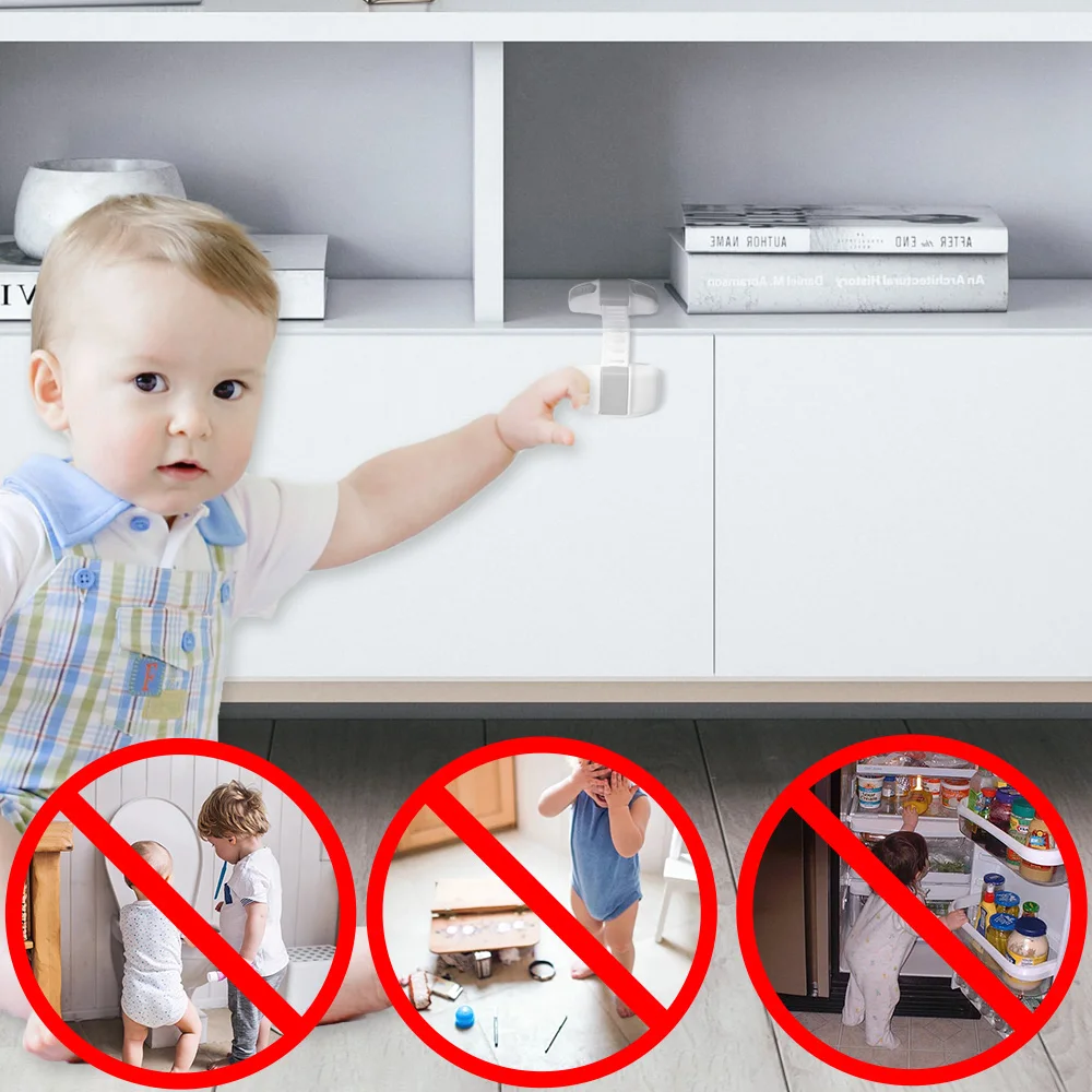 EUDEMON 1 PC Baby Safety Adjustable Multi-Purpose Lock Child Protective Cupboard Latch Kids Proofing Freezer Lock Drawer Stopper