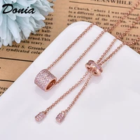 donia jewelry fashion round necklace copper micro inlaid zircon clavicle chain pendant personality all match jewelry